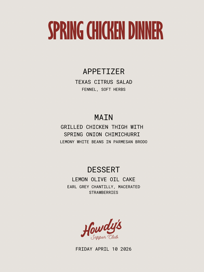 Spring Chicken Dinner - Friday April 10th